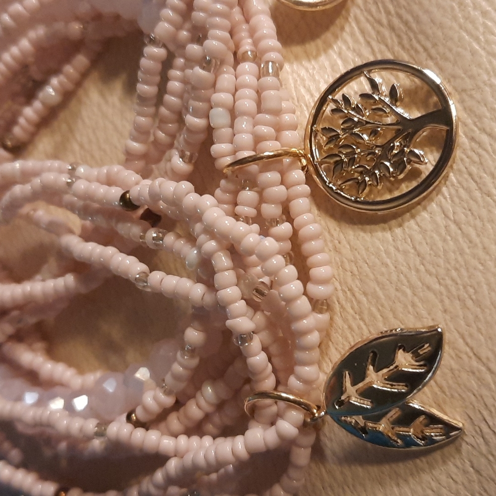 Gypsy Sun Pale pink Gold Tree charm hand made bracelets - Picture 2 of 3